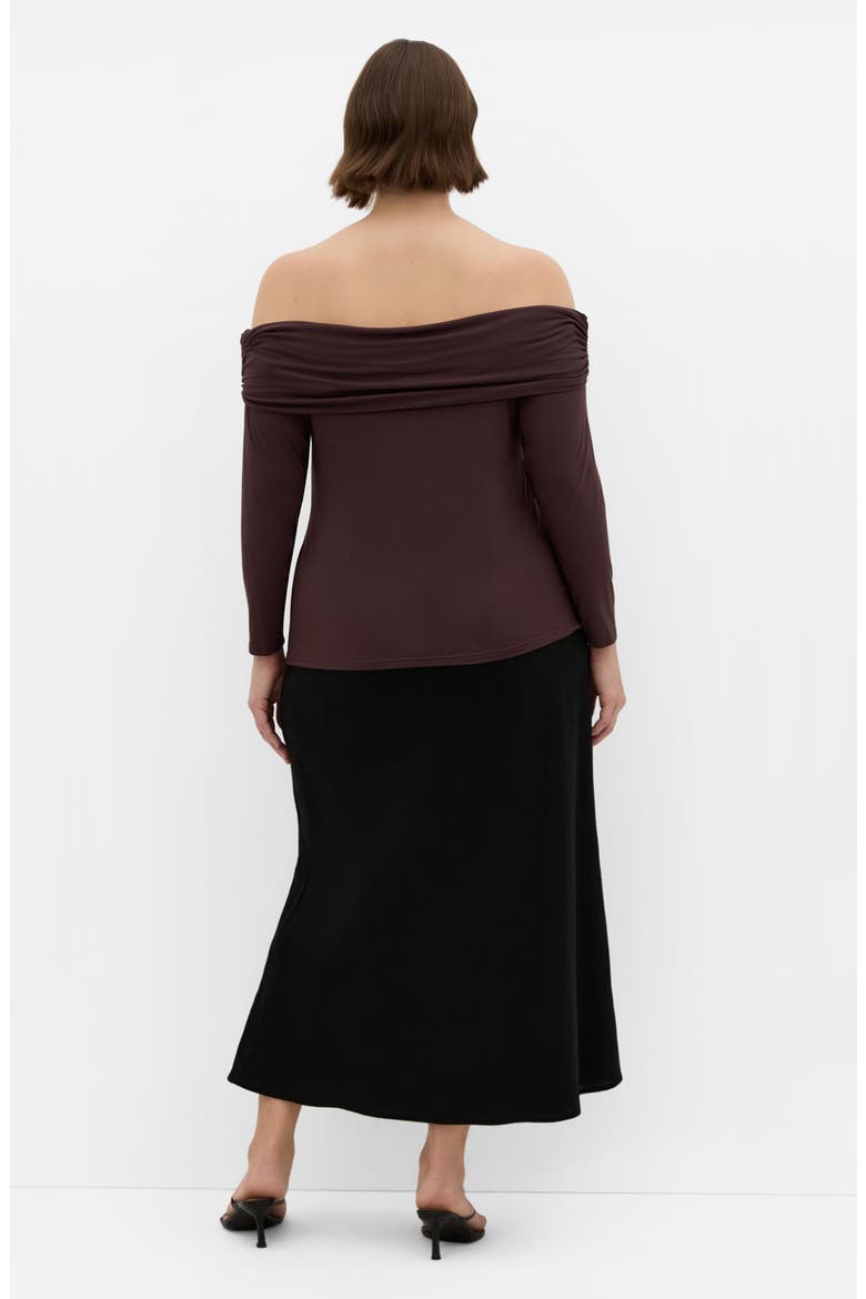 Ruched Off the Shoulder Top, Alternate, color, CHOCOLATE