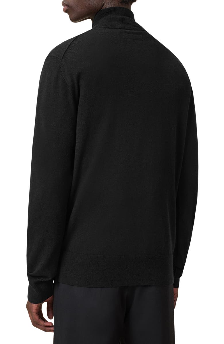 AllSaints Kilburn Funnel Neck Wool Blend Quarter Zip Sweater, Alternate, color, Black