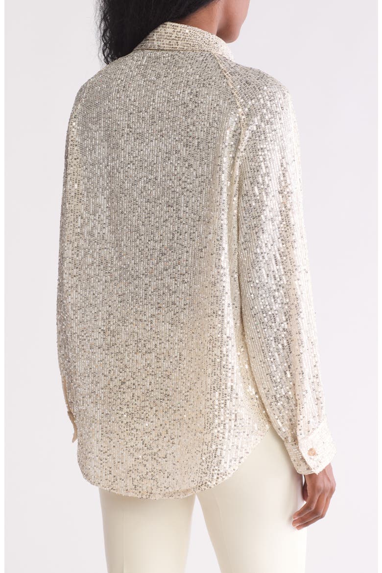 Sequin Button-Up Blouse, Alternate, color, CHAMPAGNE
