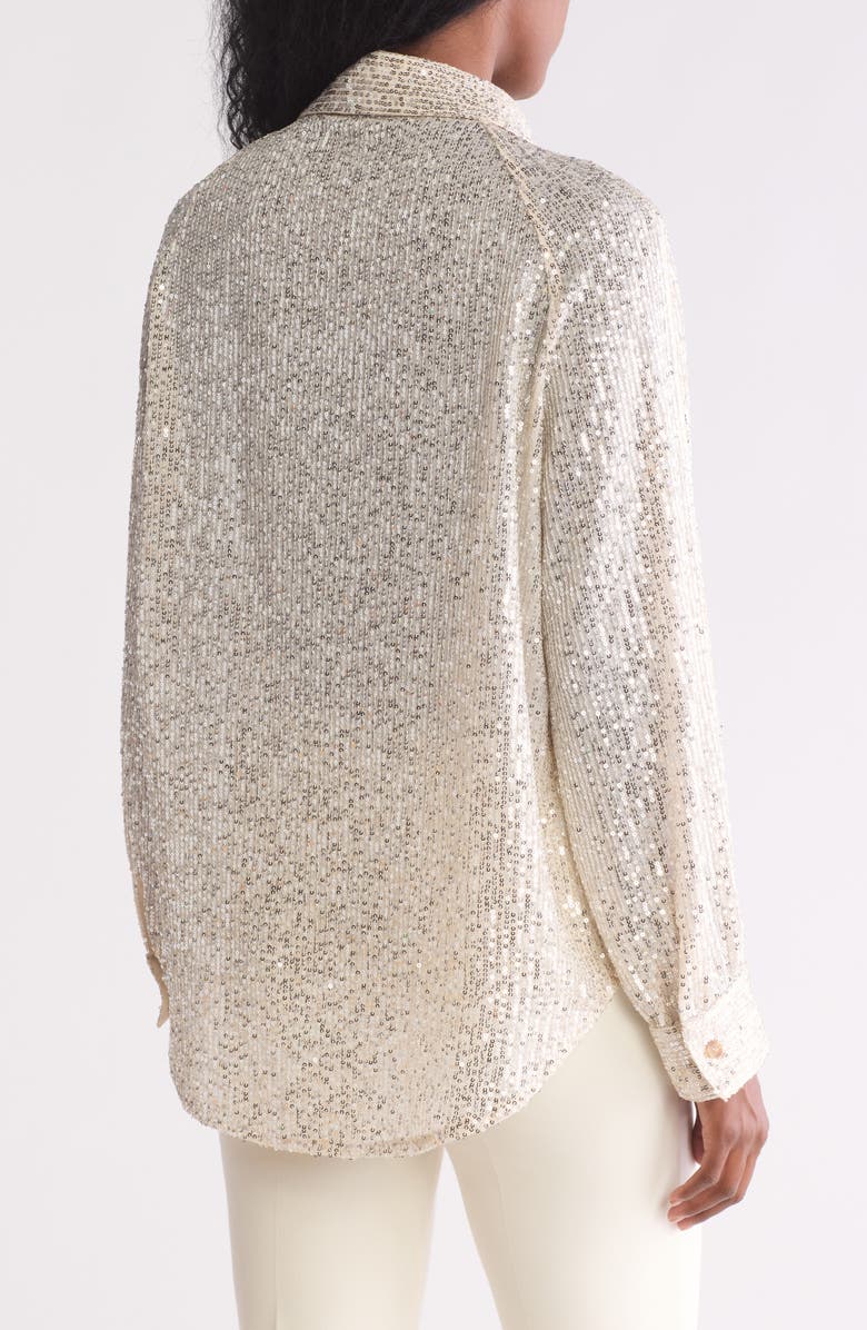 WISHLIST Sequin Button-Up Blouse, Alternate, color, Champagne