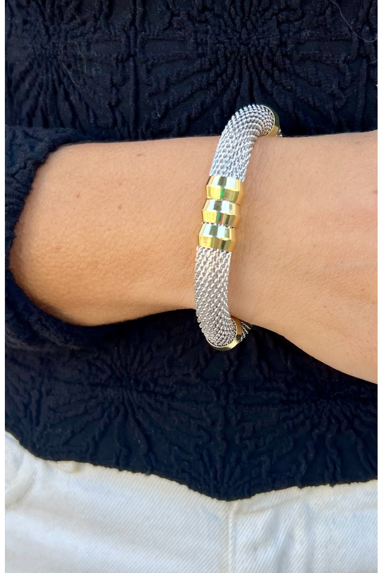 Classic Mesh Bracelet, Alternate, color, Two Tone