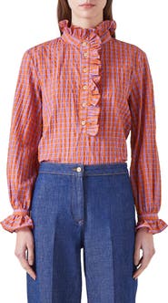 LK Bennett Camille Ruffle Mock Neck Shirt