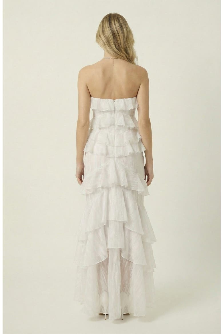 Strapless Tiered Ruffle Maxi Dress, Alternate, color, Ivory