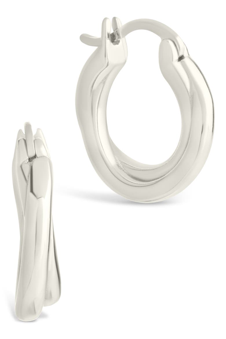 Janice Twisted Huggie Hoop Earrings, Main, color, SILVER