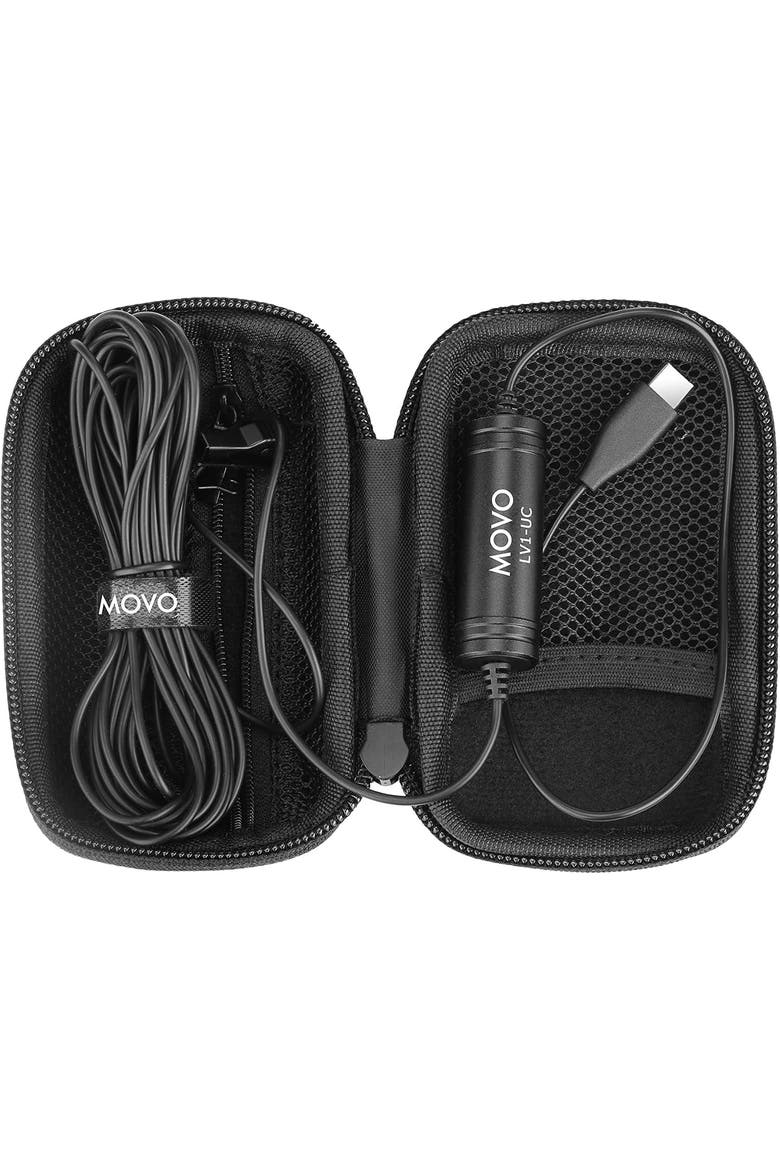 LV1-UC USB-C Lavalier Microphone for iPhone, iPad, Android, and USB Type-C Devices with 20-Foot Cable and Carrying Case, Alternate, color, Black