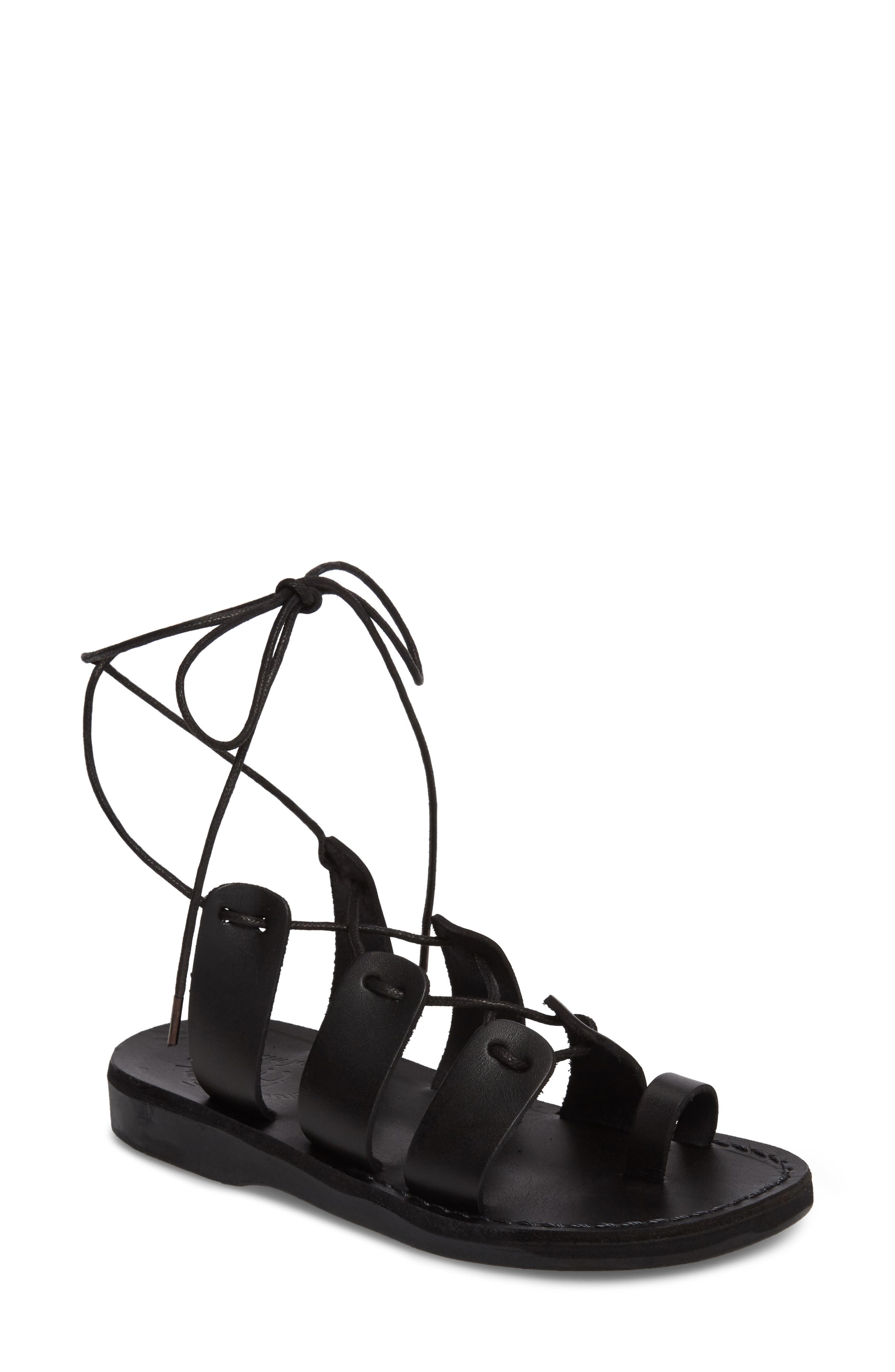 Jerusalem Sandals Deborah Wraparound Laces Sandal, Main, color, 