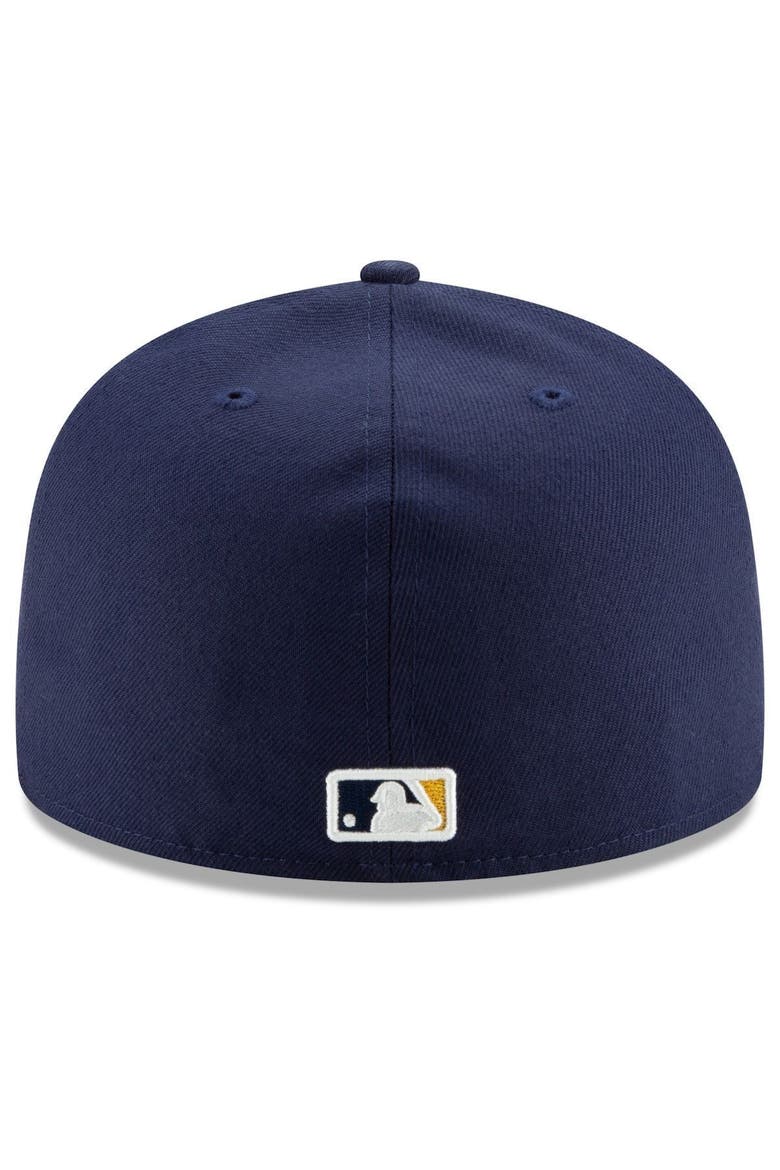Men's New Era Navy Milwaukee Brewers Home Authentic Collection On-Field 59FIFTY Fitted Hat, Alternate, color, NAVY