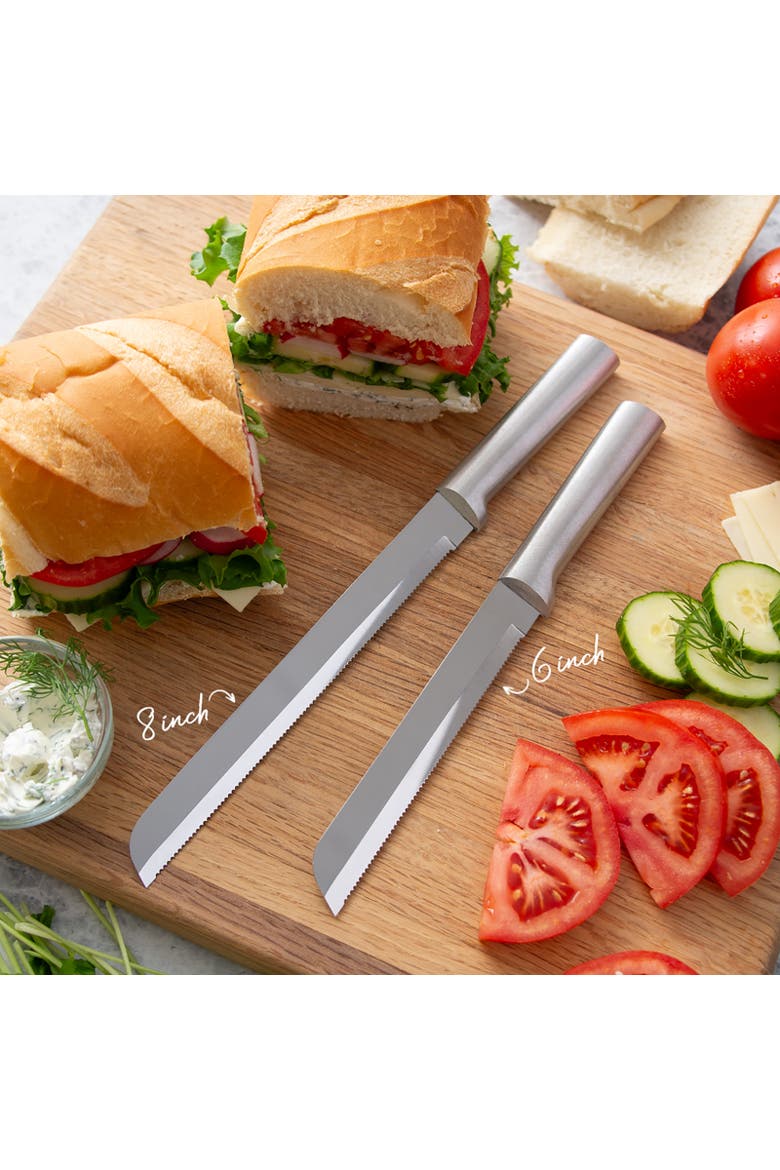 Cutlery 8-Inch Bread Knife Stainless Steel Serrated Blade, Aluminum Handle, Alternate, color, Silver