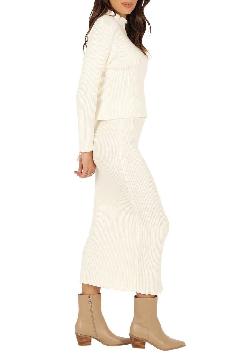 Payton Mock Neck Top & Maxi Skirt Rib Set, Alternate, color, WHITE