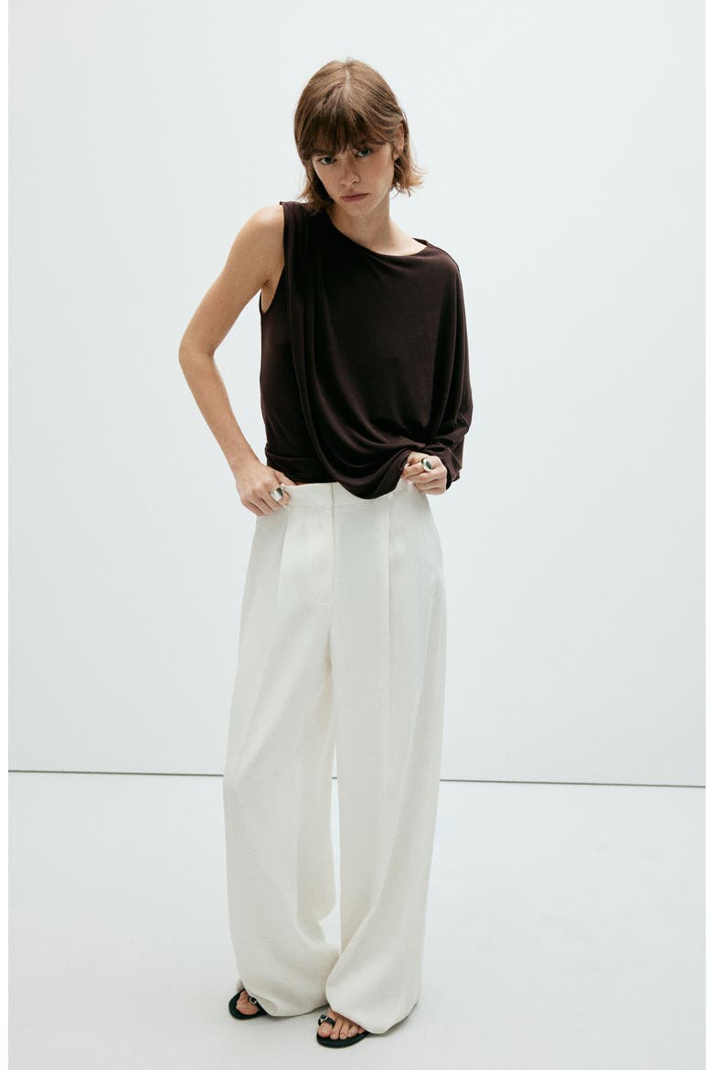 Asymmetric Knit Shirt, Alternate, color, BROWN