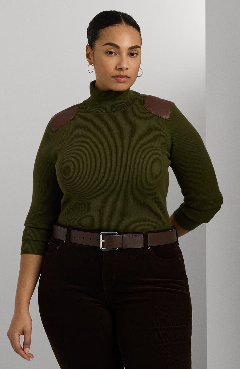 Lauren Ralph Lauren Turtleneck Rib Cotton Blend Sweater, Alternate, color, 