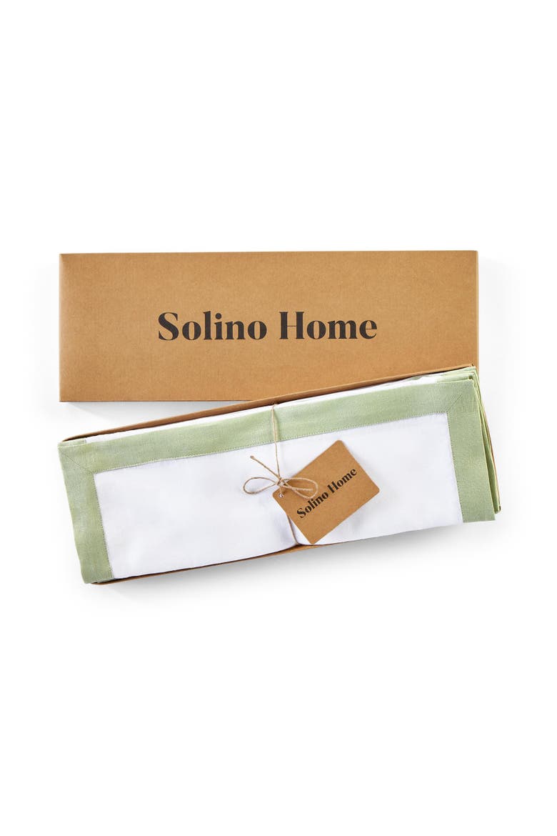 Linen Placemats Set of 4, 14 x 19" - Classic, Alternate, color, Sage Green and White