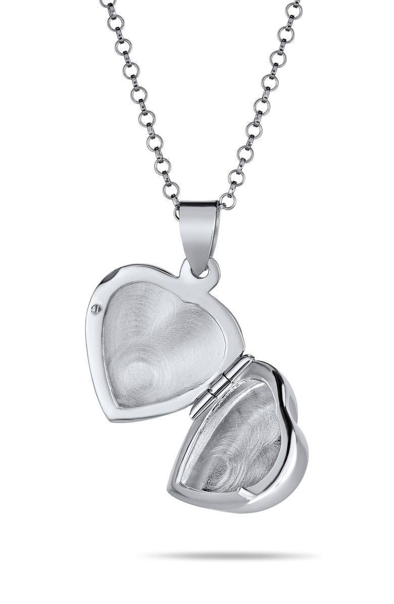 BLING JEWELRY Sterling Silver Carved Flower Heart Locket Necklace, Alternate, color, 