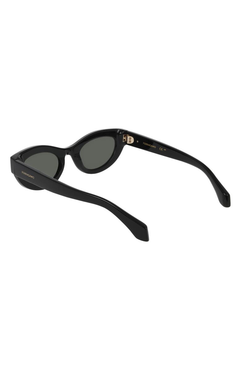 FERRAGAMO 49mm Small Cat Eye Sunglasses, Alternate, color, Black