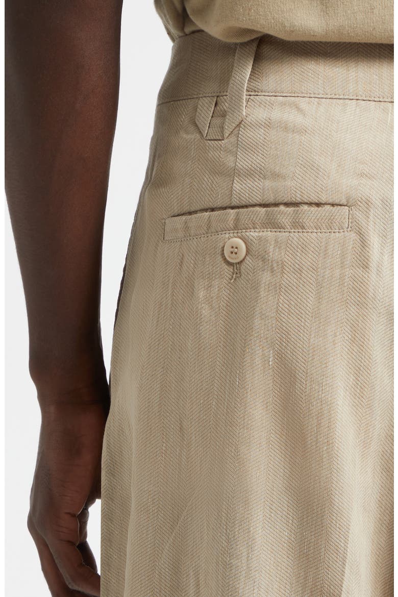 Cuffed Linen Blend Herringbone Bermuda Shorts, Alternate, color, BEIGE