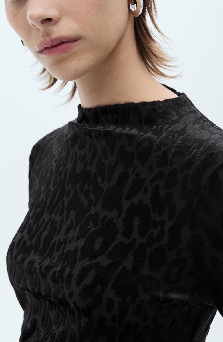 MANGO Leopard Print Long Sleeve T-Shirt, Alternate, color, 