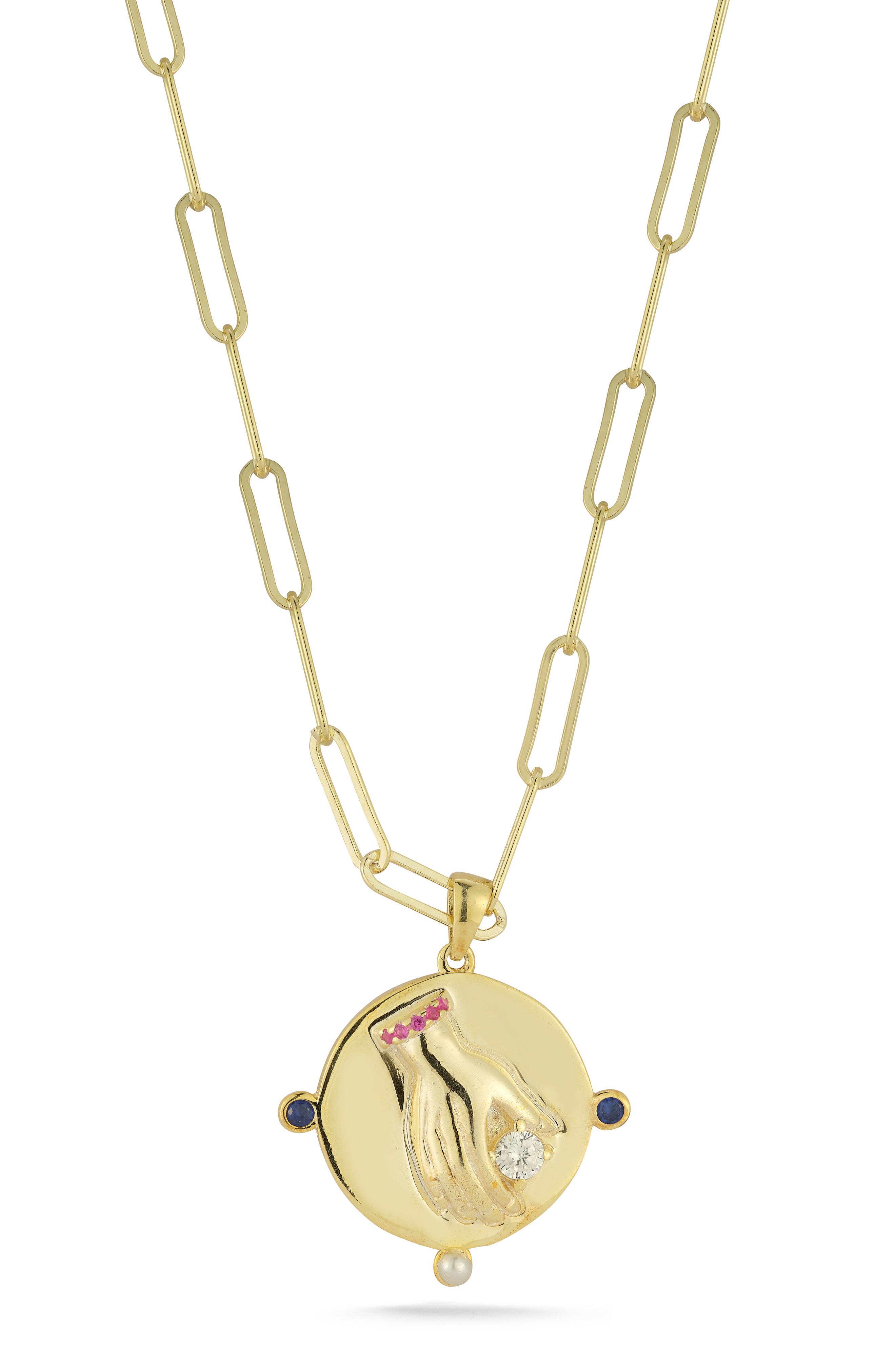 SPHERA MILANO Cubic Zirconia & Cultured Pearl Medallion Pendant Necklace
