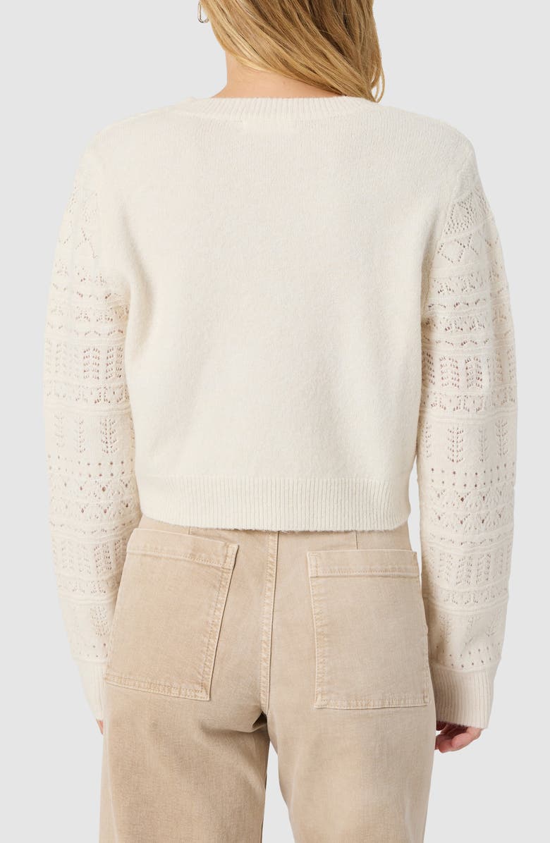 All in Favor Pointelle Crop Cardigan, Alternate, color, Cream