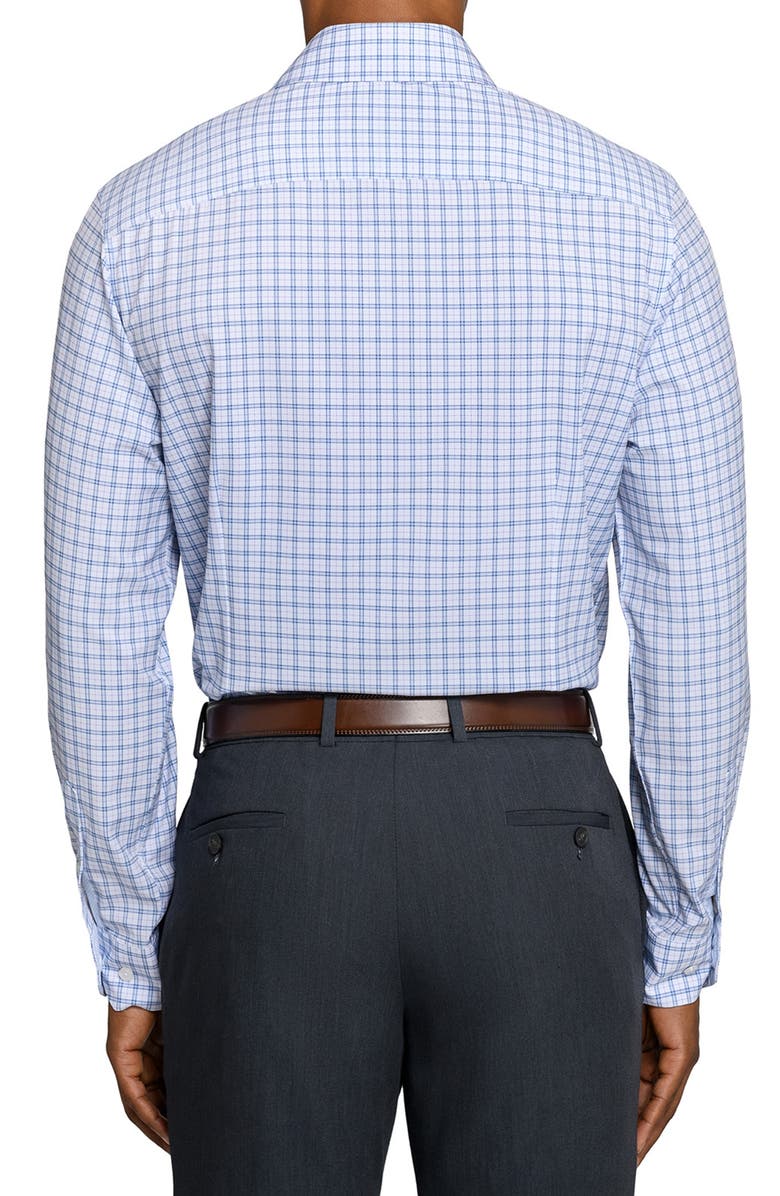 W.R.K Slim Fit Blue Check Performance Dress Shirt, Alternate, color, White/ Blue