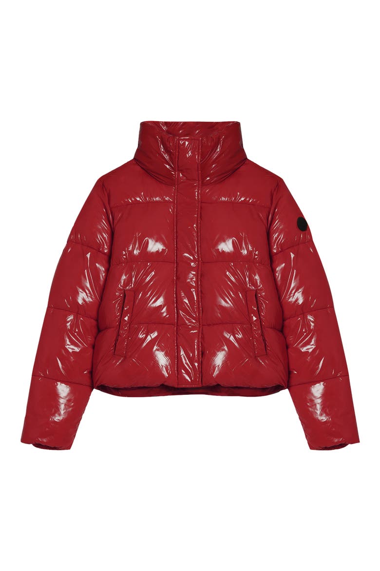 Coco Crop Water Resistant Puffer Jacket, Alternate, color, SCARLET