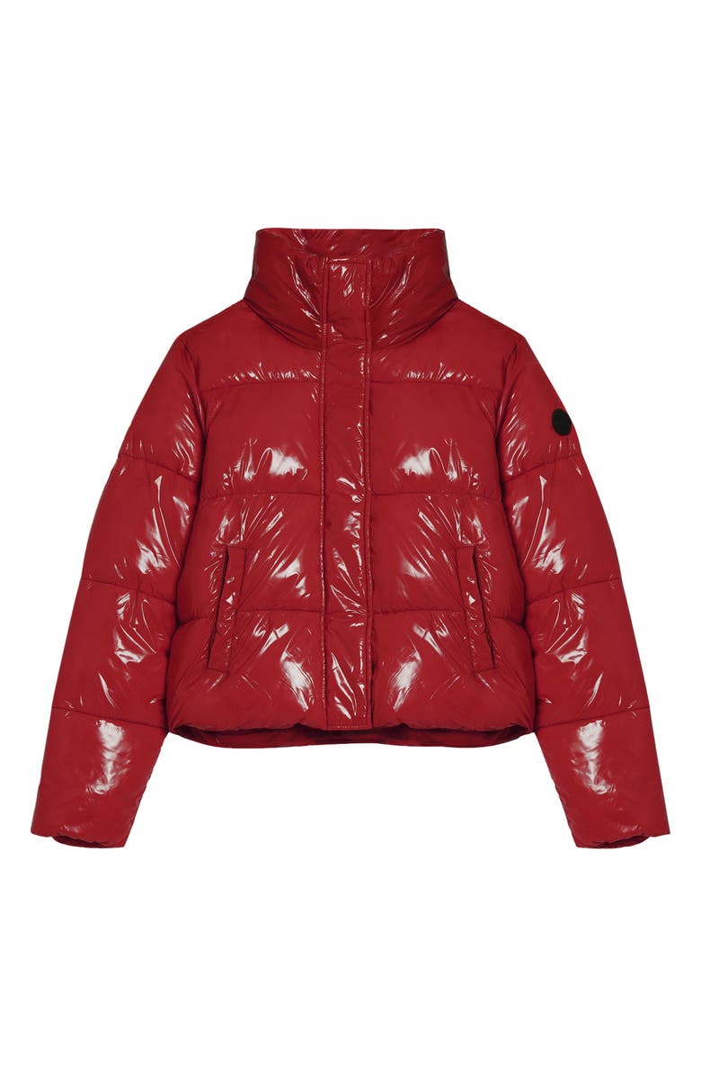 Noize Coco Crop Water Resistant Puffer Jacket, Alternate, color, Scarlet