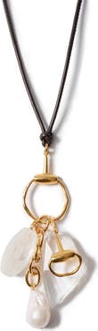 Chan Luu Horsebit Quartz & Cultured Pearl Charm Necklace