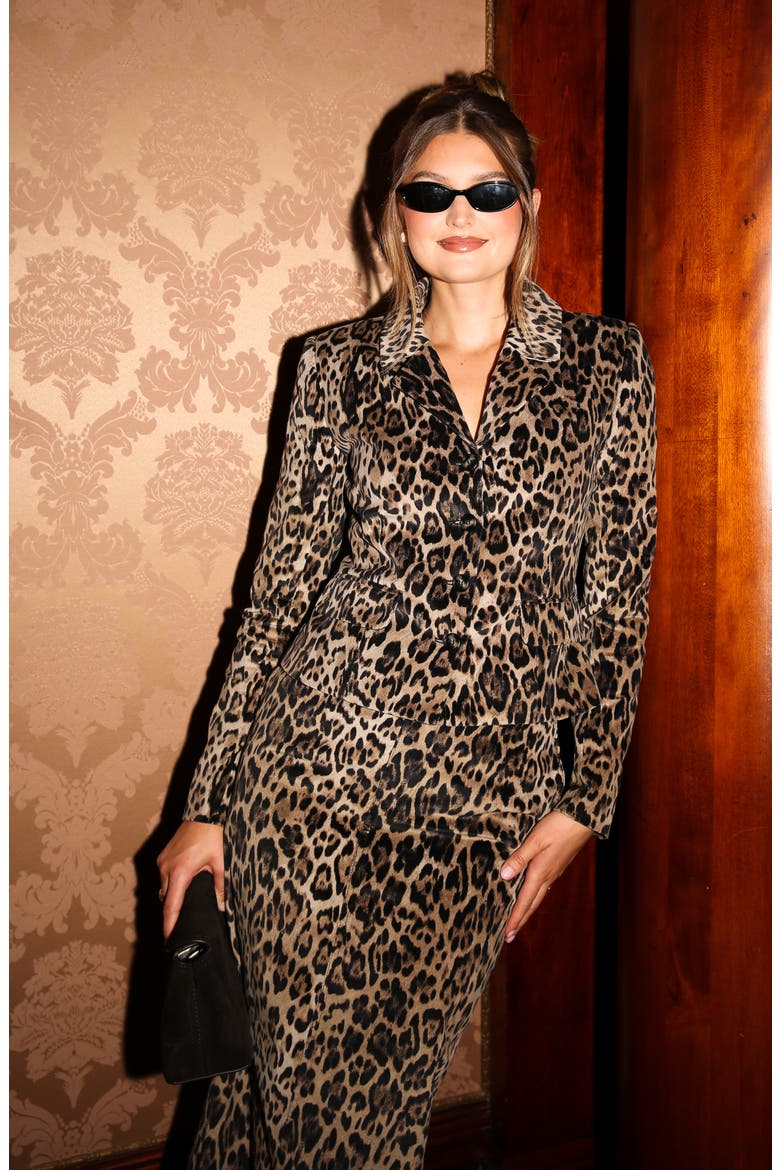 x Sara Walker Samantha Leopard Print Velveteen Maxi Skirt, Alternate, color, LEOPARD