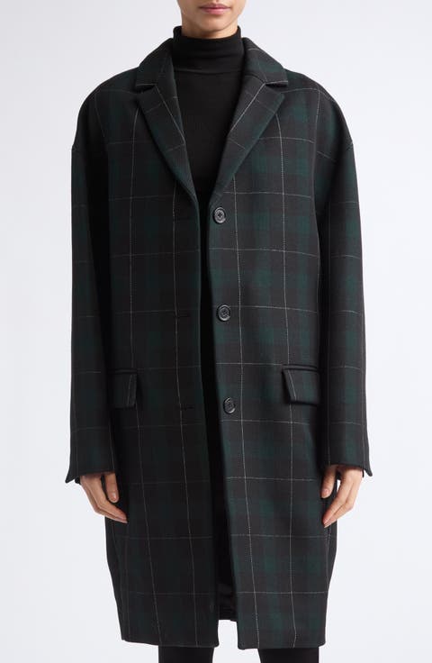 Plaid Wool Blend Coat