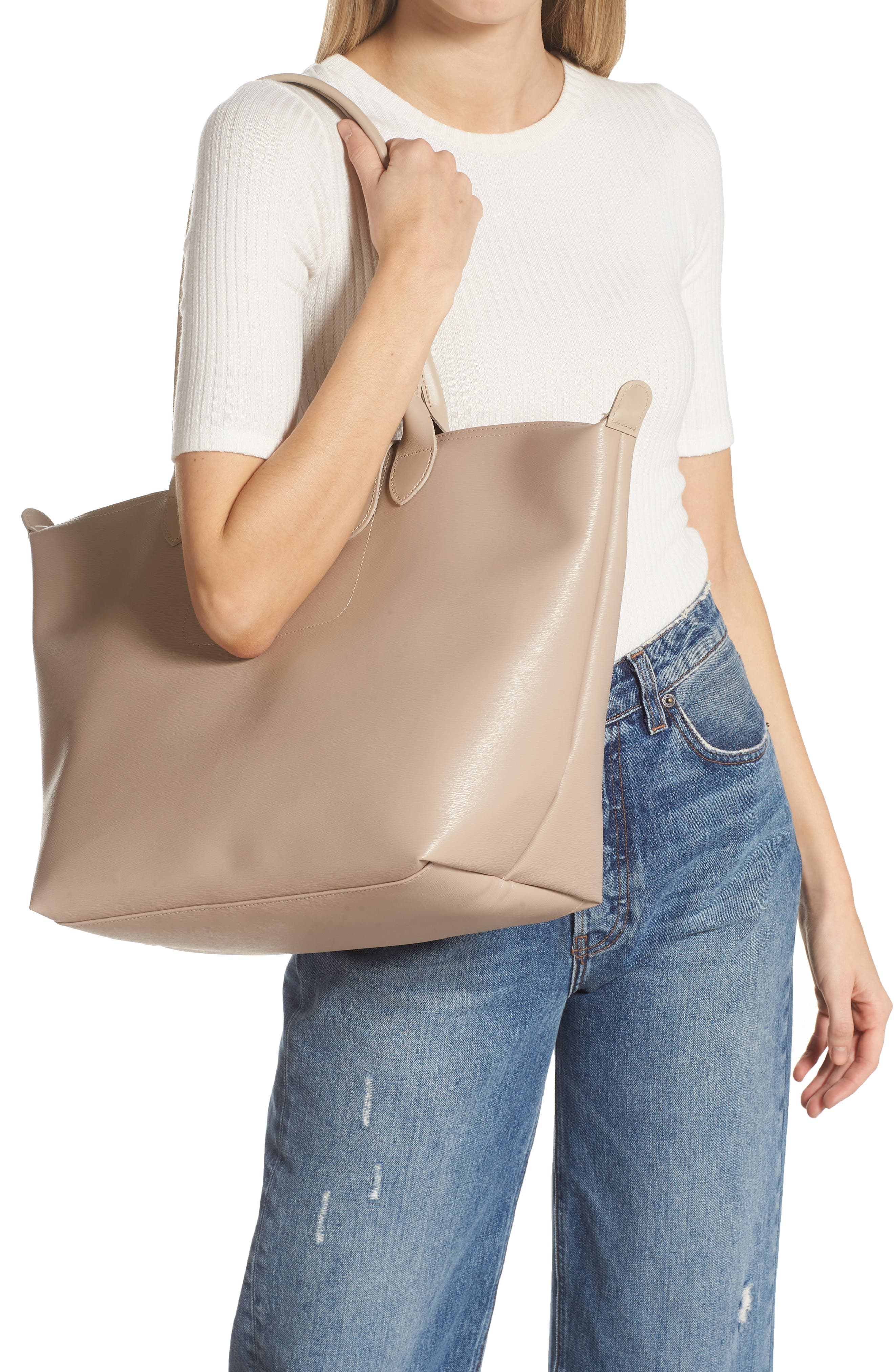 Large Le Pliage Shoulder Tote, Alternate, color, SAND
