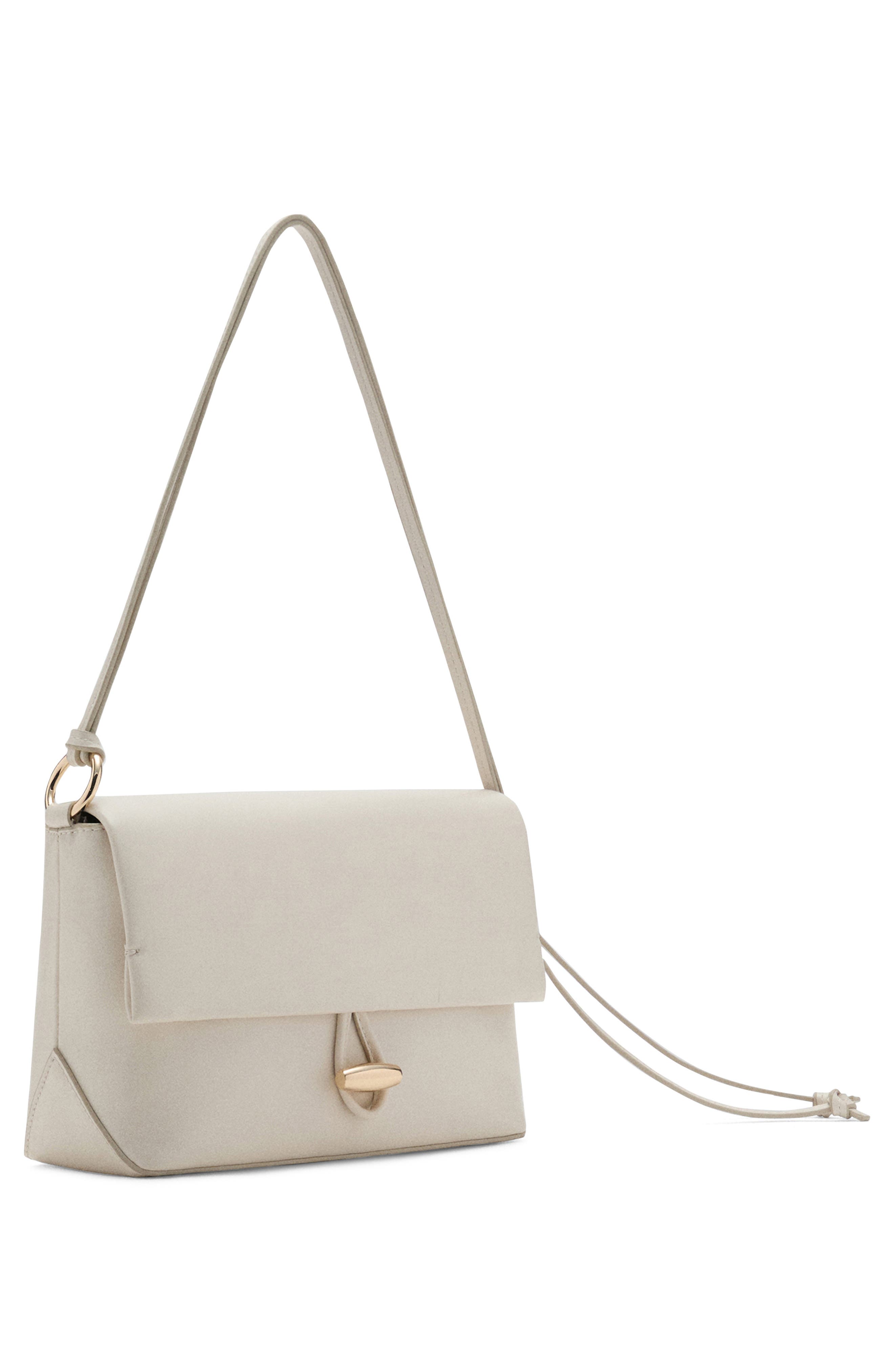 MANGO Faux Leather Shoulder Bag, Alternate, color, Off White