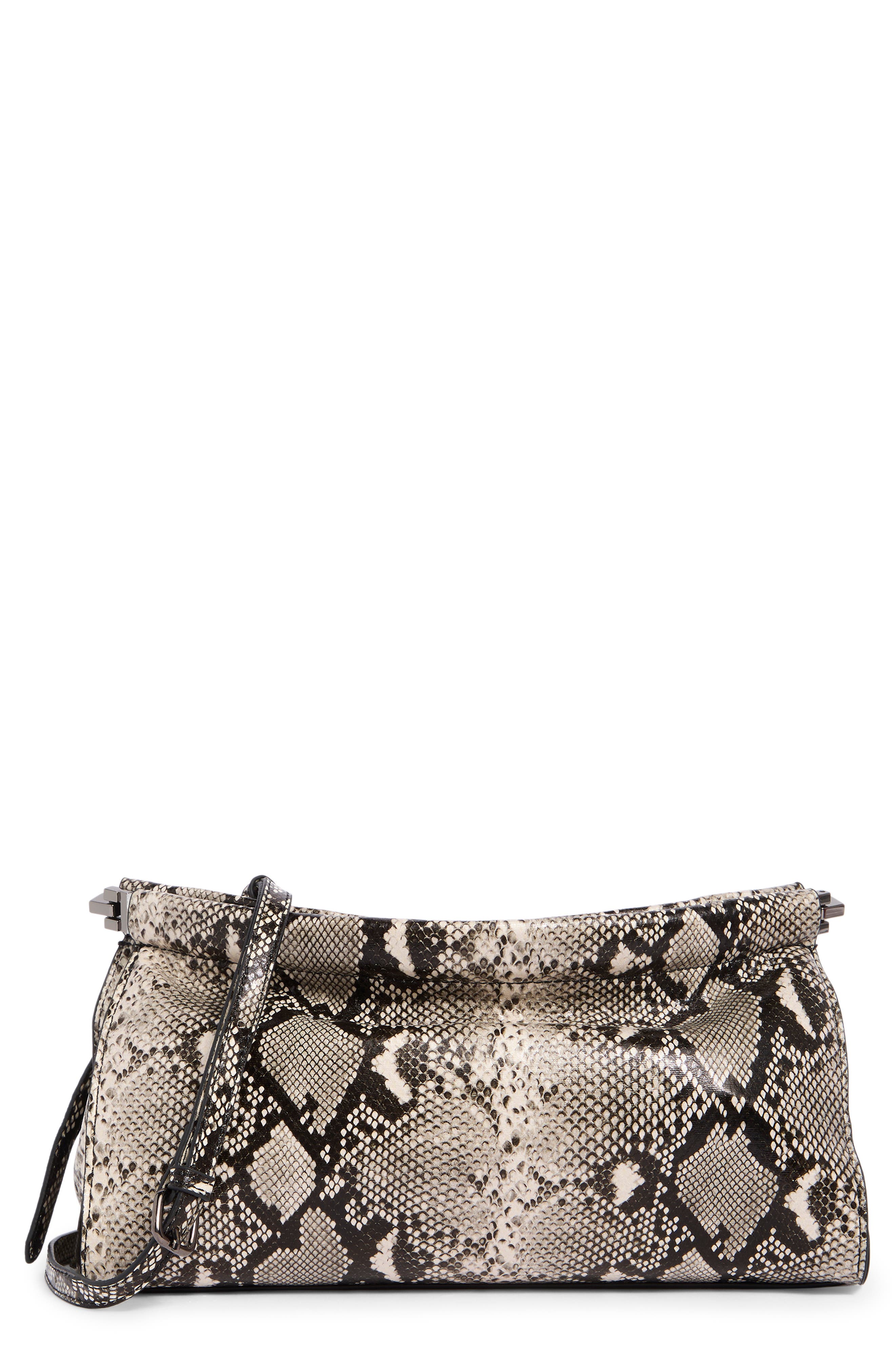 Snake Embossed Faux Leather Shoulder Bag