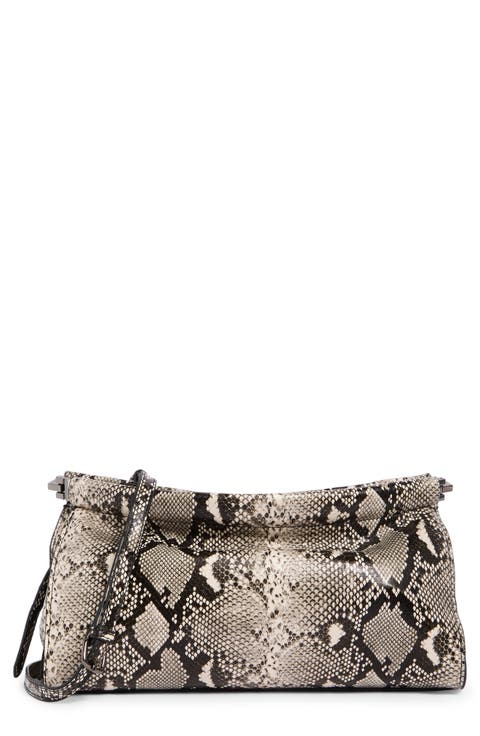 Snake Embossed Faux Leather Shoulder Bag