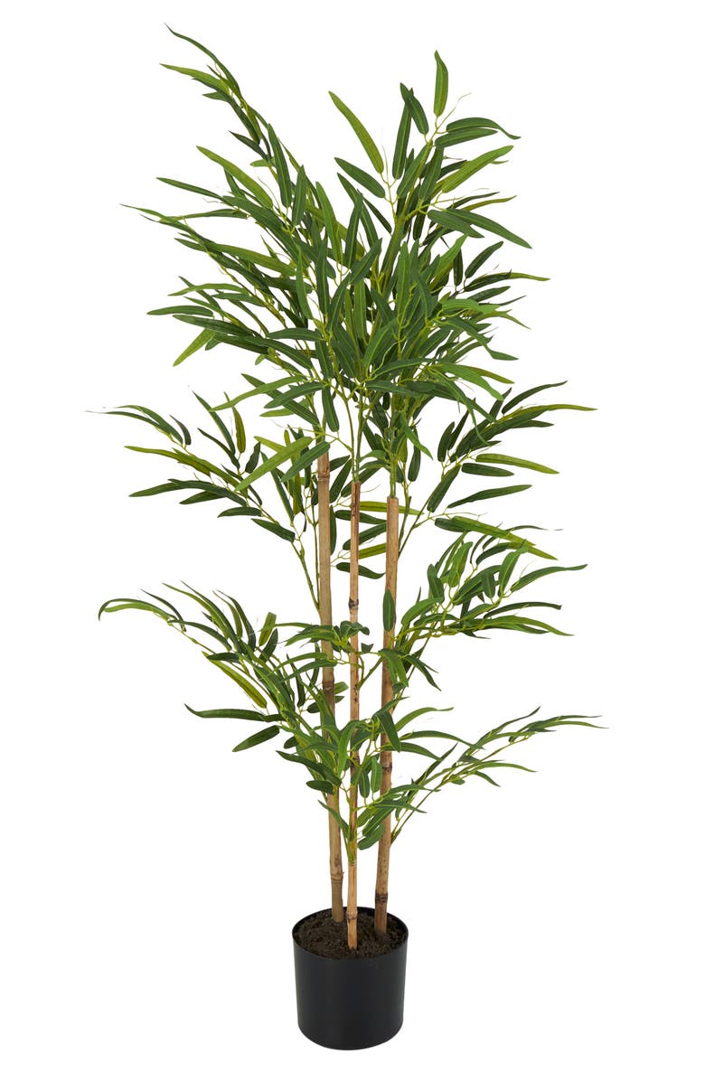 GINGER BIRCH STUDIO Green Faux Foliage Artificial Bamboo Tree in Pot, Alternate, color, 