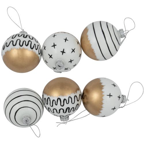 Northlight Abstract Glass Ball Christmas Ornaments In White