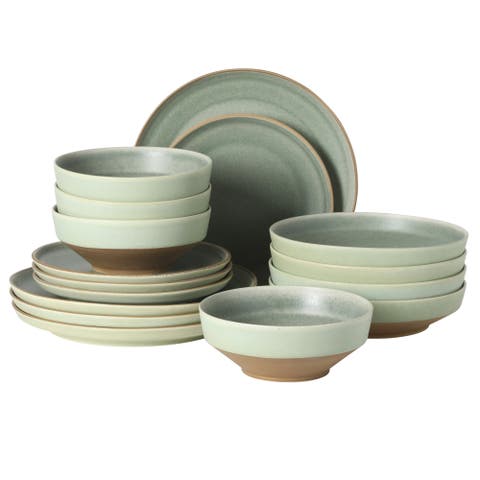 Octavia Place 16-Piece Coupe Reactive Glaze Stoneware Dinnerware Set