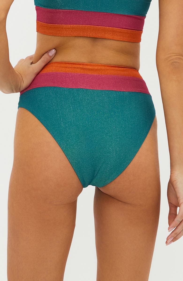 Beach Riot Heidi Colorblock High Waist Bikini Bottoms, Alternate, color, Sorbet Sea Colorlbock