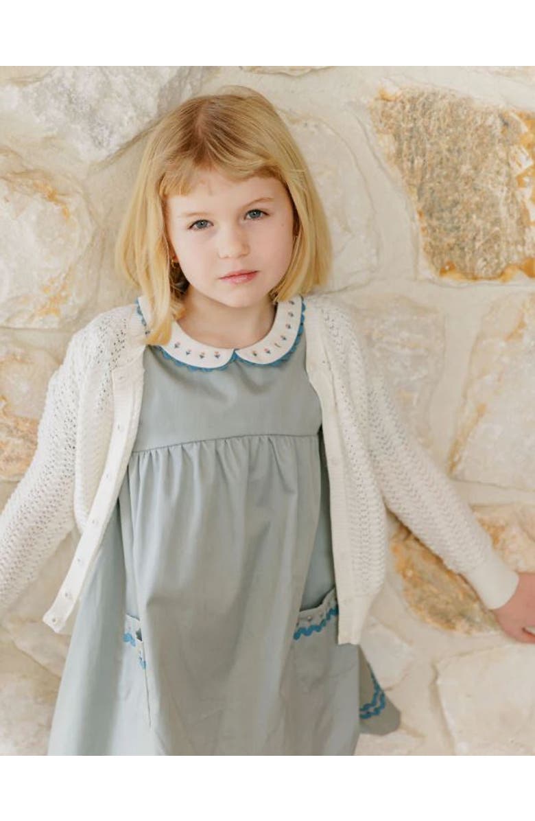 Ely's & Co. Looms Wave Collection - Tulip Collar 3/4 Dress for Little Kids, Alternate, color, Blue