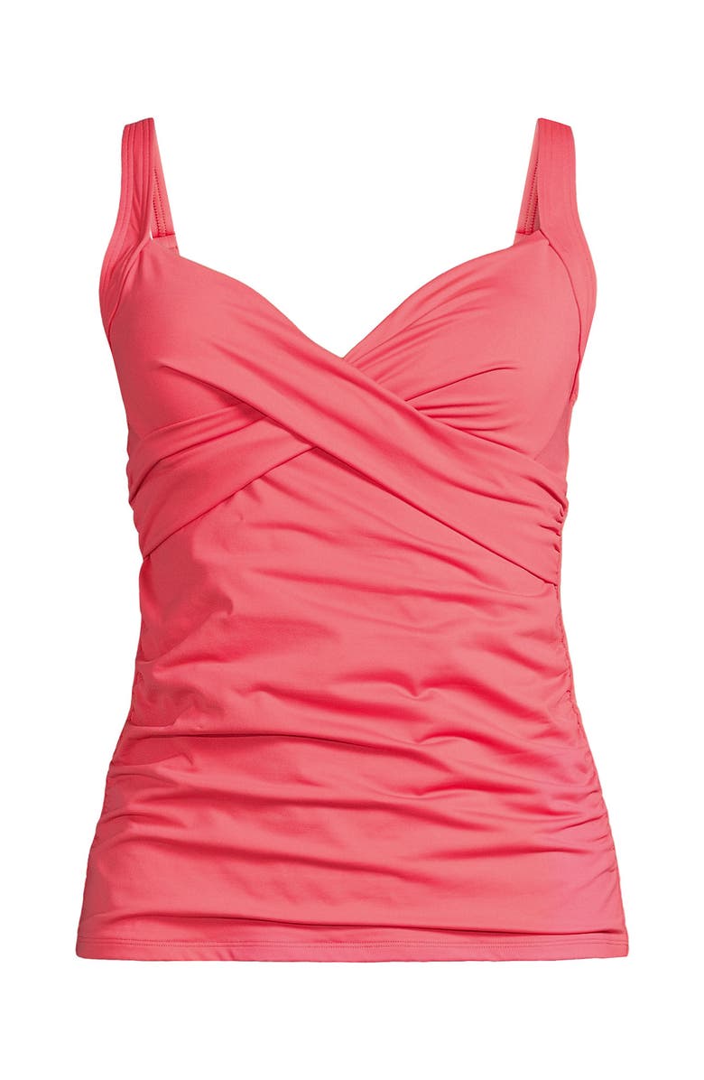 Lands' End Plus Size DD-Cup Chlorine Resistant V-Neck Underwire Tankini Top Swimsuit Adjustable Straps, Alternate, color, Wood Lily