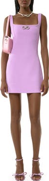 Mach & Mach Crystal Bow Wool Crepe Minidress