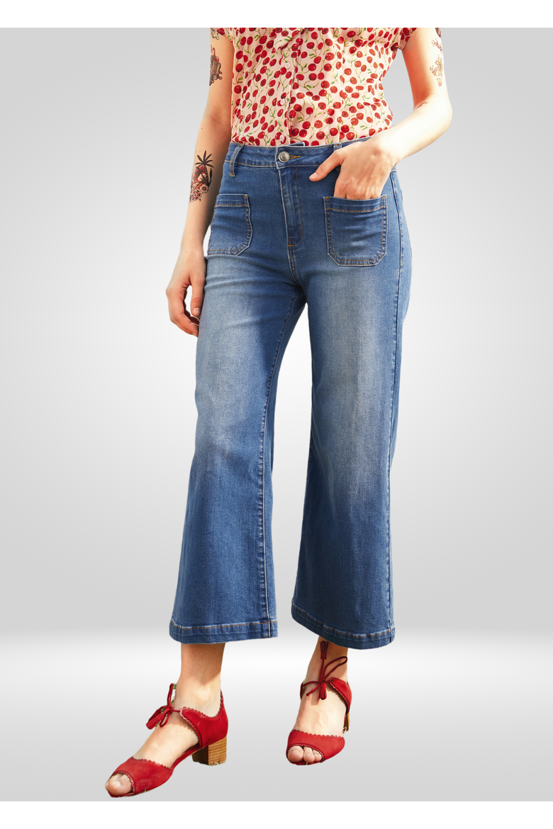 Boardwalk Beauty Wide Leg Crop Jeans, Main, color, Medium Wash