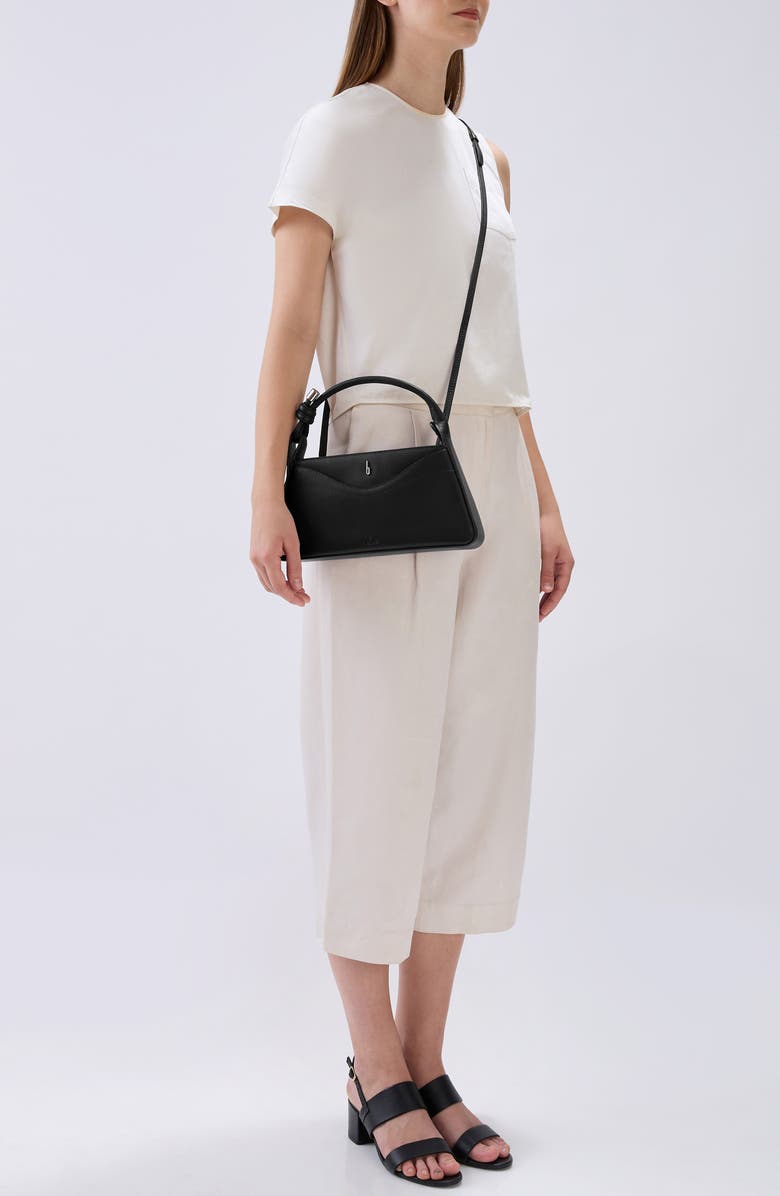 behno Melina Leather Crossbody Satchel, Alternate, color, Black