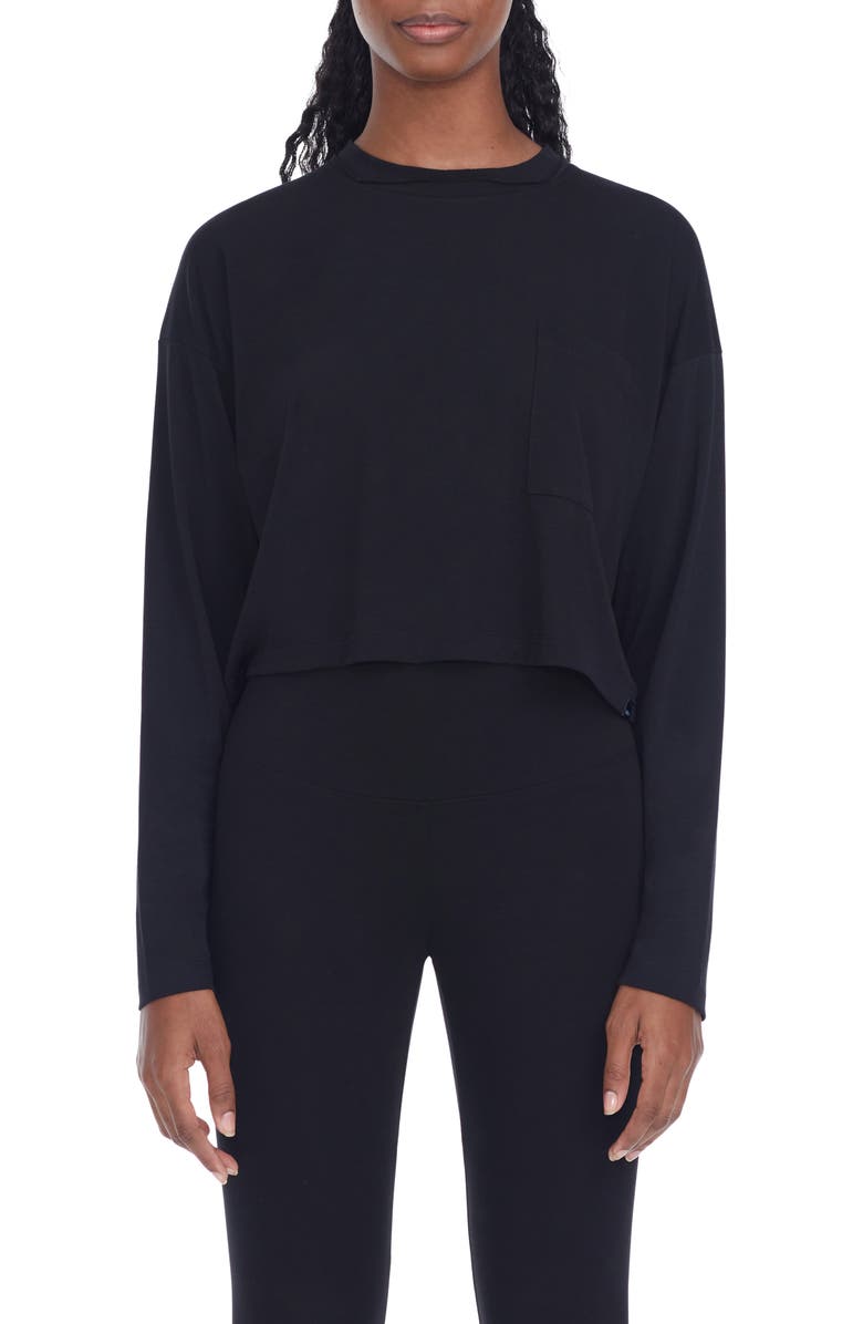 Marc New York Performance Long Sleeve Boxy Crop Pocket T-Shirt, Main, color, 