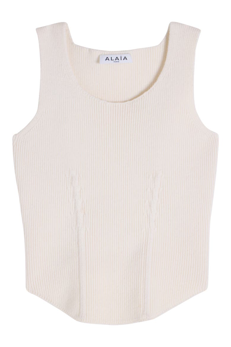Wool Blend Rib Corset Top, Alternate, color, BLANC NATUREL