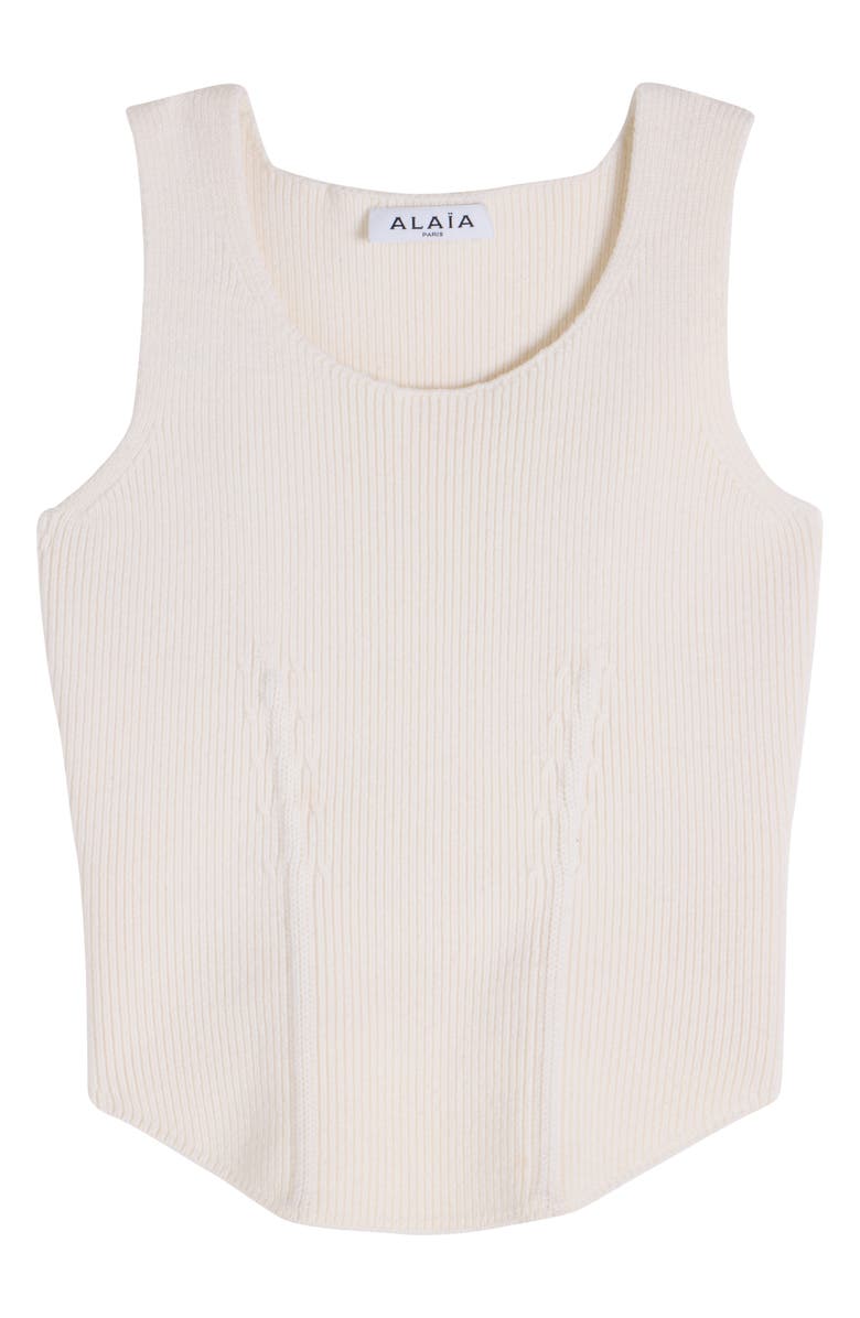 Alaïa Wool Blend Rib Corset Top, Alternate, color, Blanc Naturel