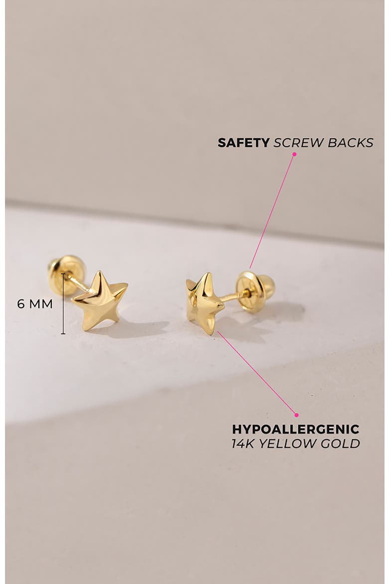 14k Puffed Star Earrings, Alternate, color, Gold