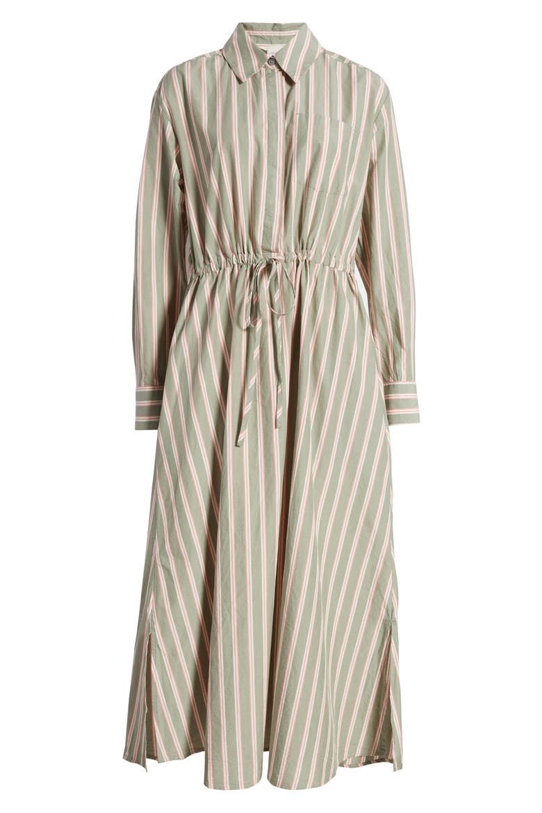 Stripe Long Sleeve Cotton Shirtdress, Alternate, color, GREEN- CORAL FRANKIE STRIPE