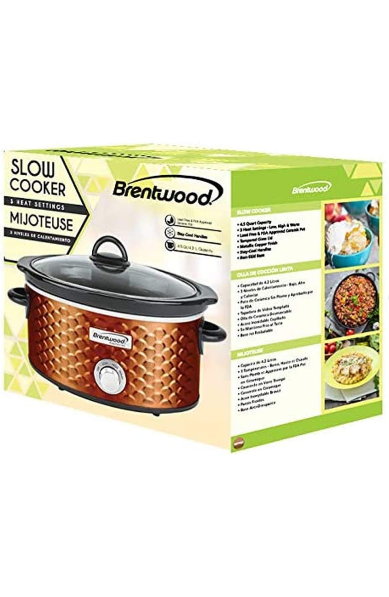 Brentwood Slow Cooker Scallop Pattern, Alternate, color, Copper