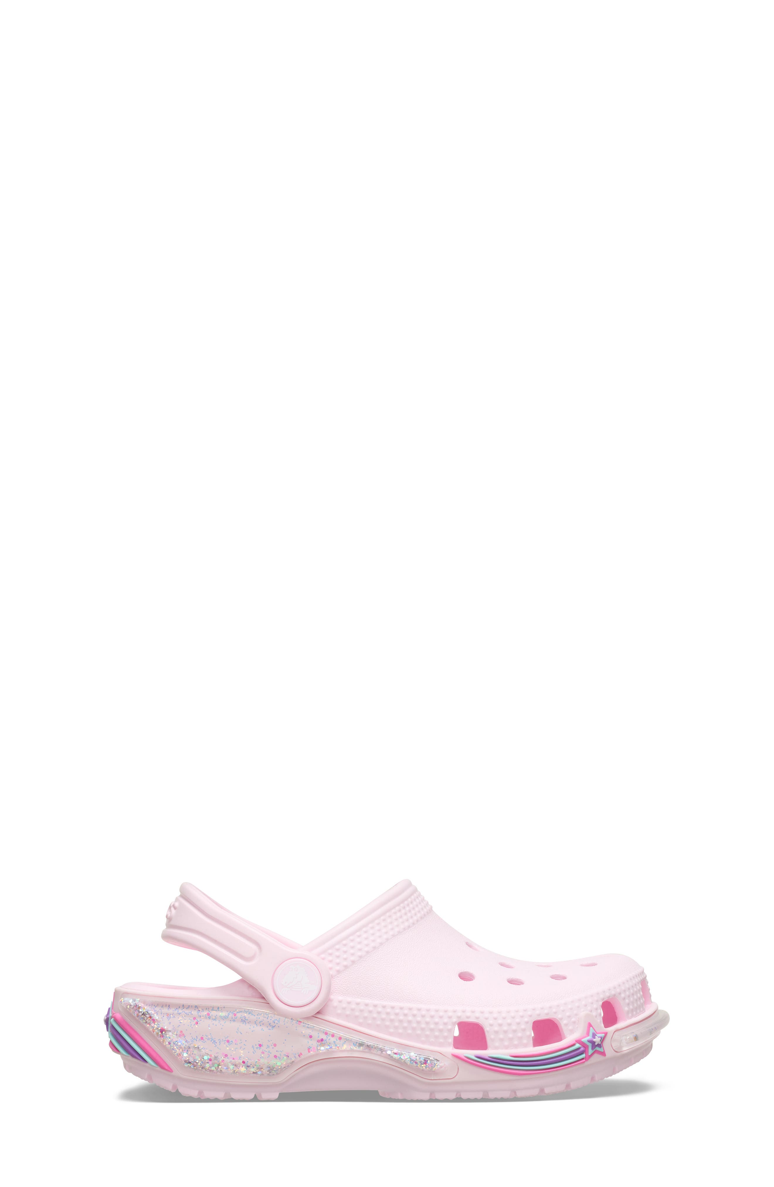 CROCS Kids
 Classic Star Sparkle Shaker Clog, Alternate, color, Pink Milk