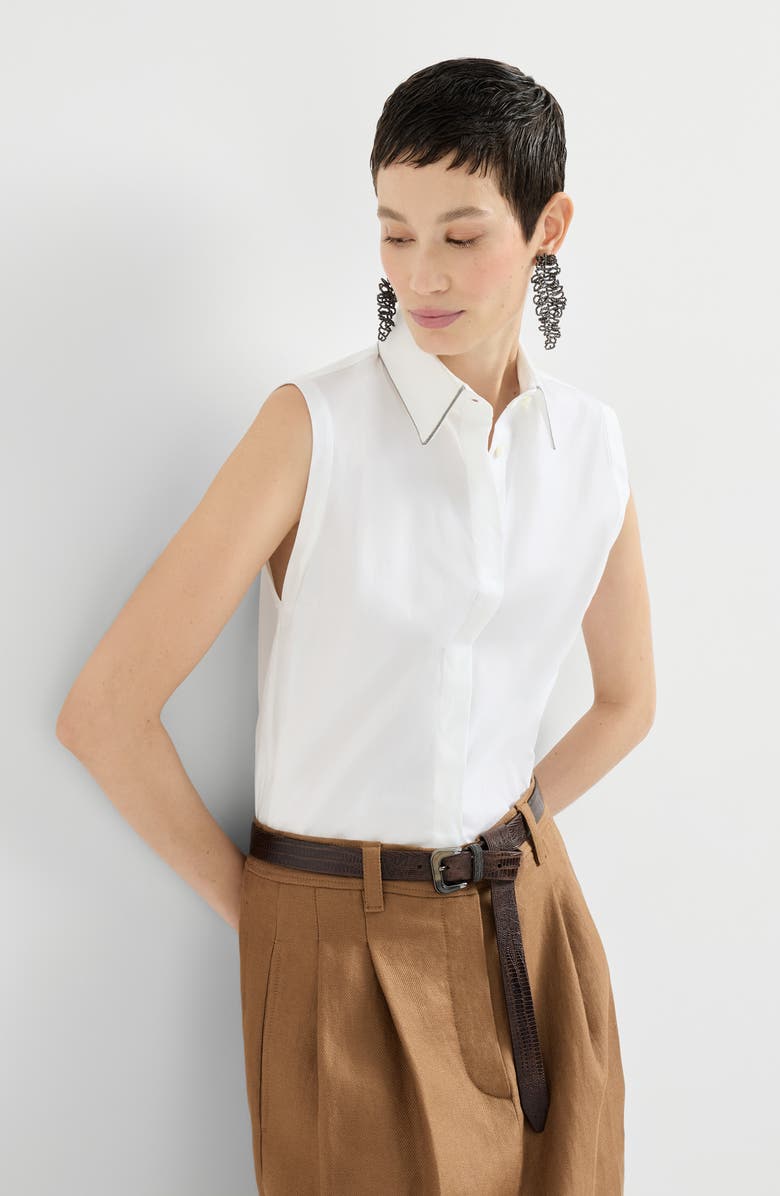 Brunello Cucinelli Stretch poplin shirt, Alternate, color, White