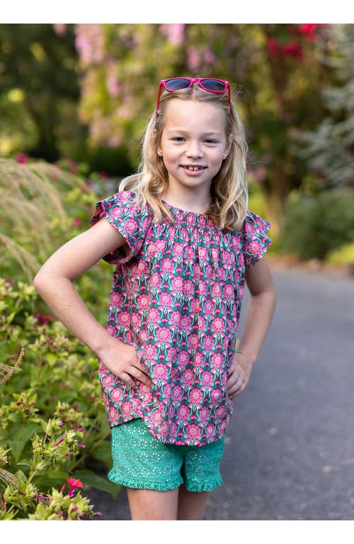 Busy Bees Molly Smocked Flutter Sleeve Top Pink Lotus In Pink Lotus